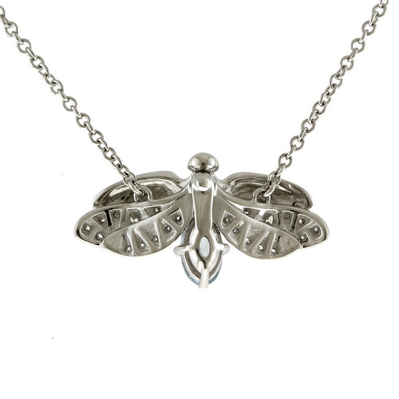 Tiffany Paper Flower Firefly Necklace Platinum Blue Topaz - Picture 3 of 7